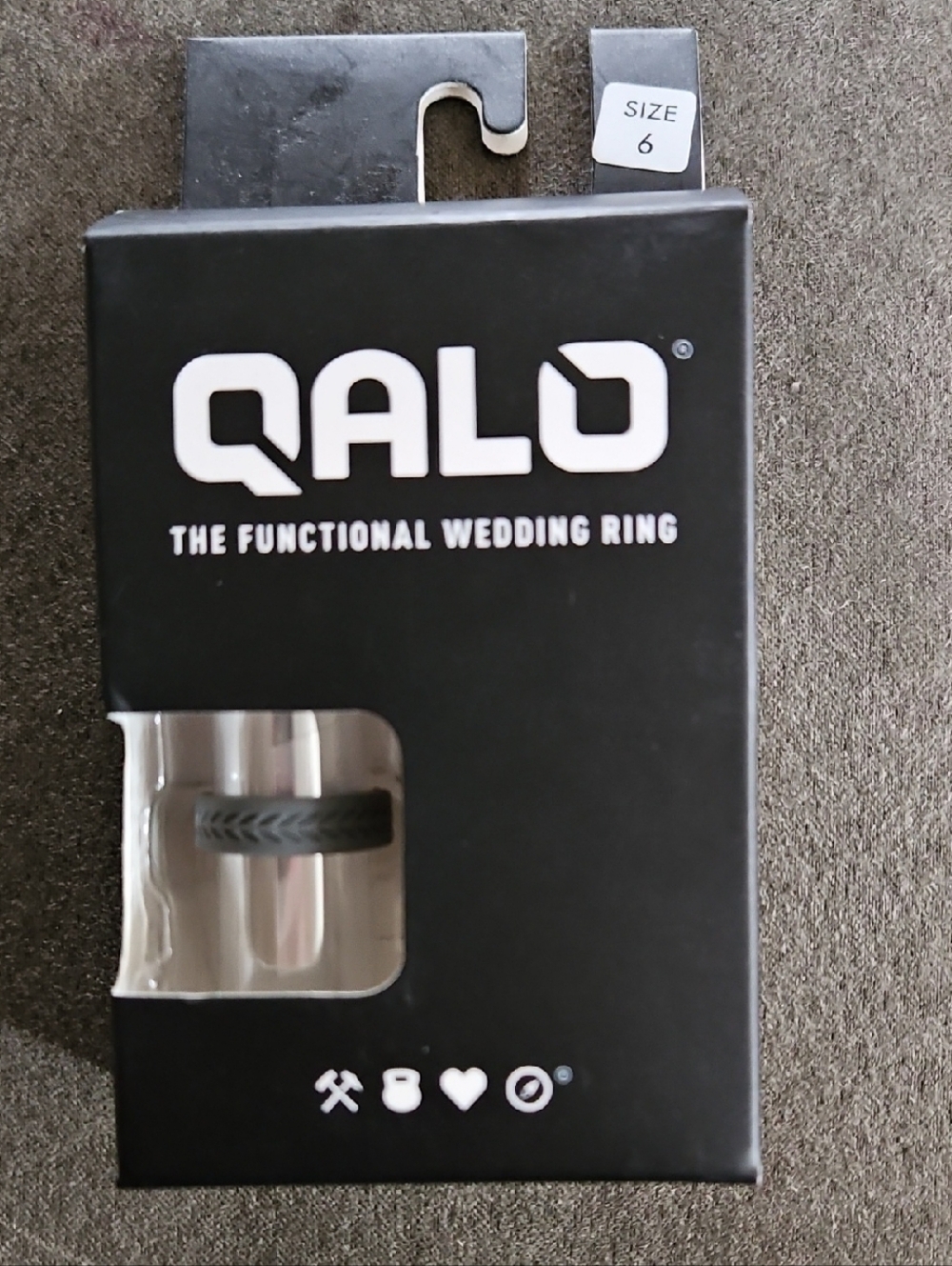 QALO Gray Women's Silicone Wedding Ring Size 6 Fitness Work Military Ring